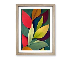 The Glorious Leaves Framed Print | A2 Oak Framed Wall Art | Ready to Hang | Modern Floral Picture | Living Room Bedroom Lounge Office