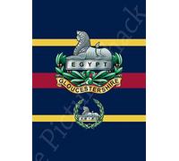 THE GLOUCESTERSHIRE REGIMENT (GLORIOUS GLOSTERS) CAP BADGE PRINTED ON A METAL SIGN 5 x 7 INCHES. OUTSIDE OR INSIDE USE. WILL FIT A STANDARD FRAME