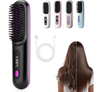 The Glow Wave Heated Brush, 2025 Glow Wave Heated Brush for Short Hair,USB Charging, 3 Heat Settings & LED Screen, for Travel and Frizz-Free Styling (Black)