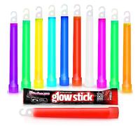 The Glowhouse 6 Inch Premium Glow in the Dark Glow Sticks with Lanyard Assorted Colours Pack of 10