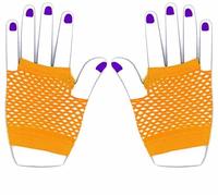 The Glowhouse 80s Neon Fishnet Gloves Short and Long Vibrant Colours (Short Orange)