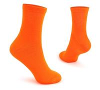 The Glowhouse Casual Dress Socks for Men, Bright Neon Solid Colour, Comfortable Crew Socks, Rock n Roll Fancy Dress, Ideal Gifts for Men (Orange)