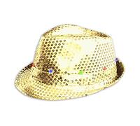 The Glowhouse Flashing LED Fedora Hat (Gold)