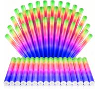 The Glowhouse Foam Glow Sticks Giant LED 18 Inch Multicolour - Bright Flashing Light Up Batons with 3 Modes - Party, Festival, Wedding, Birthday & Concert Bulk Pack UK (100 Pack)
