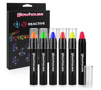 The Glowhouse UV Neon Face Paint and Body Paint Stick (Pack of 6) Fluorescent Brightest Glow under UV!