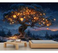 The Glowing Tree Wallpaper, Enchanted Tree Dining Room Wallpapers, Fantasy Landscape Murals for Walls Bedroom for Living Room Bedroom 300 X 240 cm