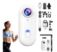 The Go Catch Camera, 1080p/4k Thumb Action Camera, Magnetic Mounting and 360° Rotation, Waterproof Wearable Action Cam with Magnetic Clip (White-4K High Specs,No Card)