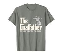 The Goatfather Farm Animal Farmer Rancher Goat Dad Lover T-Shirt, Men, Olive Heather, Medium