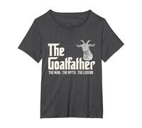 The Goatfather Farm Animal Farmer Rancher Goat Dad Lover T-Shirt, Women's Plus, Dark Heather Grey, 1X