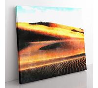 The Gobi Desert In Mongolia Painting Modern Canvas Wall Art Print Ready to Hang, Framed Picture for Living Room Bedroom Home Office Décor, 35x35 cm (14x14 Inch)