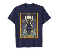 The Goddess Hecate The Moon Tarot Card Triple Moon Witch T-Shirt, Men, Navy Blue, 3X-Large