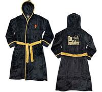 The Godfather Black Coral Fleece Back Print Embroidered Rose Logo Dressing Gown M-L