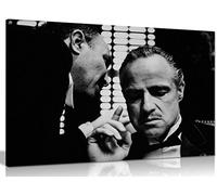 The Godfather Don Corleone Gangster Canvas Wall Art, Framed Ready to Hang | Black and White 36x24in Canvas Print on Solid Pine Frame, for Living Room Bedroom Office Decor, Prints for Walls