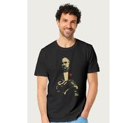 The Godfather Men's Vito Don Corleone With Cat T-Shirt in Black | Size: Small The Godfather Black S