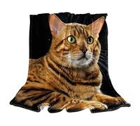 the Gold Bengal Cat Cute Kitty Fleece Throw Blanket for Couch Lightweight Plush Fuzzy