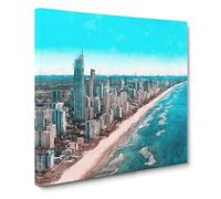 The Gold Coast in Australia Canvas Print | Gallery Wrapped 30mm Frame Wall Art | 20x20 inches | Ready to Hang | Abstract Seascape Picture | Living Room Bedroom Lounge Office