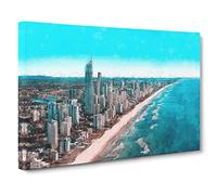 The Gold Coast In Australia Canvas Print | Gallery Wrapped 30mm Frame Wall Art | 30x20 inches | Ready to Hang | Abstract Seascape Picture | Living Room Bedroom Lounge Office