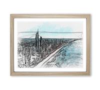 The Gold Coast In Australia In Abstract Modern Art Framed Wall Art Print, Ready to Hang Picture for Living Room Bedroom Home Office Décor, Oak A4 (34 x 25 cm)