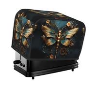 The Gold color delicate Dragonfly flower toaster cover is suitable for 2 small toaster covers with wide slots and comes with a storage pocket to meet diverse baking needs.