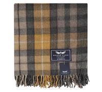 The Golden Eagle Scottish Tweed Wool Large Blanket Tartan Rug with Check Pattern for Warm Winter (Buchanan Natural)