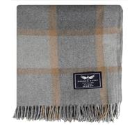 The Golden Eagle Scottish Tweed Wool Large Blanket Tartan Rug with Check Pattern for Warm Winter (Grey Block Check)