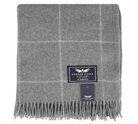 The Golden Eagle Scottish Tweed Wool Large Blanket Tartan Rug with Check Pattern for Warm Winter (Grey White Line)