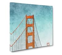 The Golden Gate Bridge Abstract Painting Modern Canvas Wall Art Print Ready to Hang, Framed Picture for Living Room Bedroom Home Office Décor, 20x20 Inch (50x50 cm)