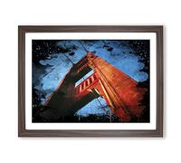 The Golden Gate Bridge San Francisco California No.6 Modern CB Framed Print | A2 Walnut Framed Wall Art | Ready to Hang | Modern Cityscape Picture | Living Room Bedroom Lounge Office