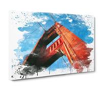 The Golden Gate Bridge San Francisco California No.6 V3 Canvas Print | Gallery Wrapped 30mm Frame Wall Art | 24x16 inches | Ready to Hang | Modern Cityscape Picture | Living Room Bedroom Lounge Office