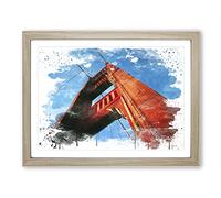 The Golden Gate Bridge San Francisco California No.6 V3 Modern Framed Print | A3 Oak Framed Wall Art | Ready to Hang | Modern Cityscape Picture | Living Room Bedroom Lounge Office
