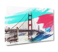 The Golden Gate Bridge San Francisco California No.7 V2 Canvas Print | Gallery Wrapped 30mm Frame Wall Art | 30x20 inches | Ready to Hang | Modern Cityscape Picture | Living Room Bedroom Lounge Office