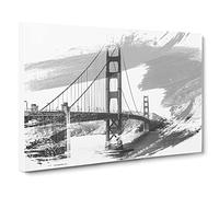 The Golden Gate Bridge San Francisco California Vol.7 V1 Canvas Print | Gallery Wrapped 30mm Frame Wall Art | 30x20 inches | Ready to Hang | Modern Cityscape Picture | Living Room Lounge Office