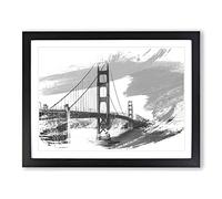 The Golden Gate Bridge San Francisco California Vol.7 V1 Modern Framed Wall Art Print, Ready to Hang Picture for Living Room Bedroom Home Office Décor, Black A2 (64 x 46 cm)