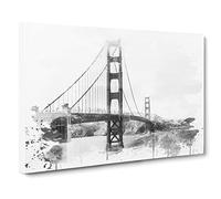 The Golden Gate Bridge San Francisco California Vol.7 V4 Canvas Print | Gallery Wrapped 30mm Frame Wall Art | 20x14 inches | Ready to Hang | Modern Cityscape Picture | Living Room Lounge Office