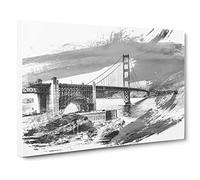 The Golden Gate Bridge San Francisco California Vol.8 V1 Modern Canvas Wall Art Print Ready to Hang, Framed Picture for Living Room Bedroom Home Office Décor, 20x14 Inch (50x35 cm)