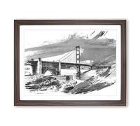 The Golden Gate Bridge San Francisco California Vol.8 V1 Modern Framed Print | A4 Walnut Framed Wall Art | Ready to Hang | Modern Cityscape Picture | Living Room Bedroom Lounge Office