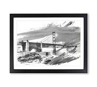The Golden Gate Bridge San Francisco California Vol.8 V1 Modern Framed Wall Art Print, Ready to Hang Picture for Living Room Bedroom Home Office Décor, Black A4 (34 x 25 cm)