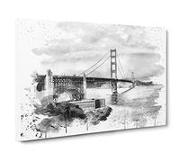 The Golden Gate Bridge San Francisco California Vol.8 V4 Modern Canvas Wall Art Print Ready to Hang, Framed Picture for Living Room Bedroom Home Office Décor, 24x16 Inch (60x40 cm)