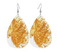 The Golden Leopard with Ancient Hair Dancing Women's Teardrop Leather Earrings - Lightweight PVC Dangle Earrings, 925 Silver Hooks, Double-Sided Prints | Hypoallergenic Gift