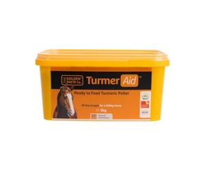 The Golden Paste Company TurmerAid, Complete Turmeric for Horses, Premium Pelleted Horse Supplement for Joint Health, Wellbeing & Digestion with added Yucca and Linseed - 2kg - Easy to Feed