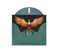 The Golden Phoenix Dark Green Patterns greeting card 6x4 inches with envelope, covering birthdays, weddings and other occasions