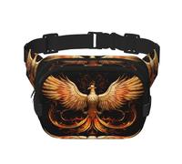 The Golden Phoenix Printed Fashion Crossbody Bag, Hiking Waist Bag, Square Double Layer Travel and Fitness Shoulder Bag