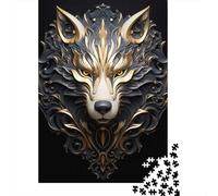 The Golden Regal Wolf 1000-Piece Jigsaw Puzzle for Adults, 38x26cm/1000pcs, A Calm After-work Activity; Low-dust Card Pieces for Tidy Sorting