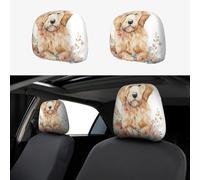 The Golden Retriever Head Rest Cover Car Accessories, 2 Pcs Car Seat Headrest Cover, Washable Headrest Protector Universal Fit To All Car Suvs Truck Van Vehicles Auto