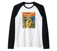 The Golden Retriever's Humorous Take on Munch's Scream Raglan Baseball Tee