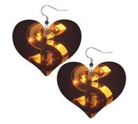 The Golden S Stylish Leather Earrings â€“ Heart-Shaped Pvc Leather Dangle Earrings With 925 Silver-Plated Hooks, Fashionable Lightweight Jewelry For Women