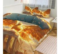 The Golden Wings Phoenixs Bedding Comforter Sets 79"x90" | 3 Piece Bedding Set Cover and Pillowcase Soft Decor