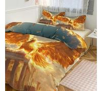 The Golden Wings Phoenixs Bedding Comforter Sets 90"x90" | 3 Piece Bedding Set Cover and Pillowcase Soft Decor