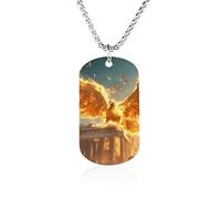 The Golden Wings Phoenixs Funny Memorial Necklace Lightweight Printed Photo Necklaces Metal Tag Pendant