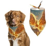 The Golden Wings Phoenixs Printed Dog Bandanas Adjustable Triangle Pet Scarf Washable Puppy Bibs Kerchief